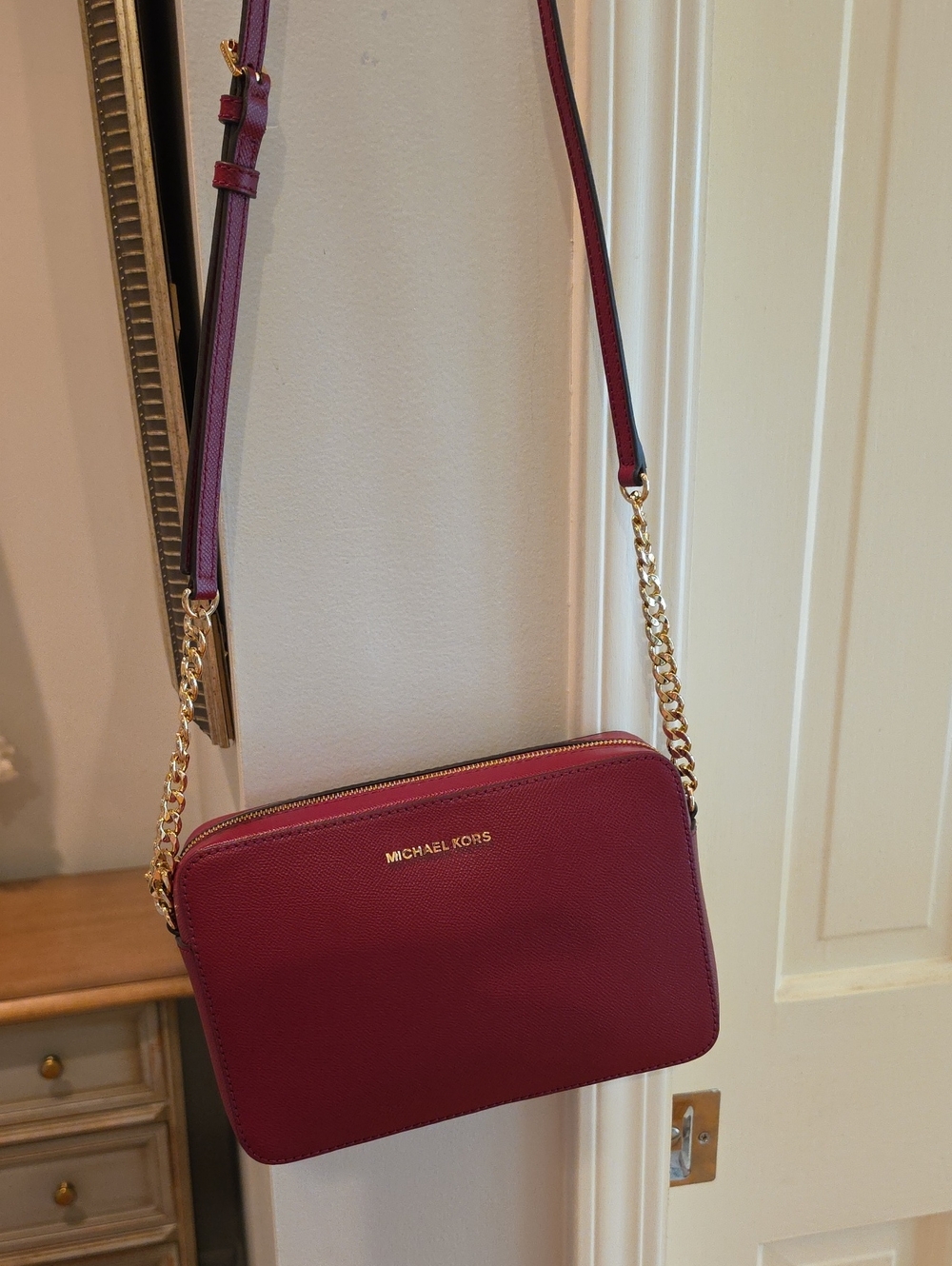Michael Kors Jet Set Burgundy Crossbody Bag